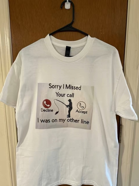 Other - White Graphic Tee - "Sorry I Missed Your Call"